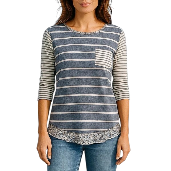 Anthropologie Postmark Stripe High Low Top XS - Picture 1 of 9